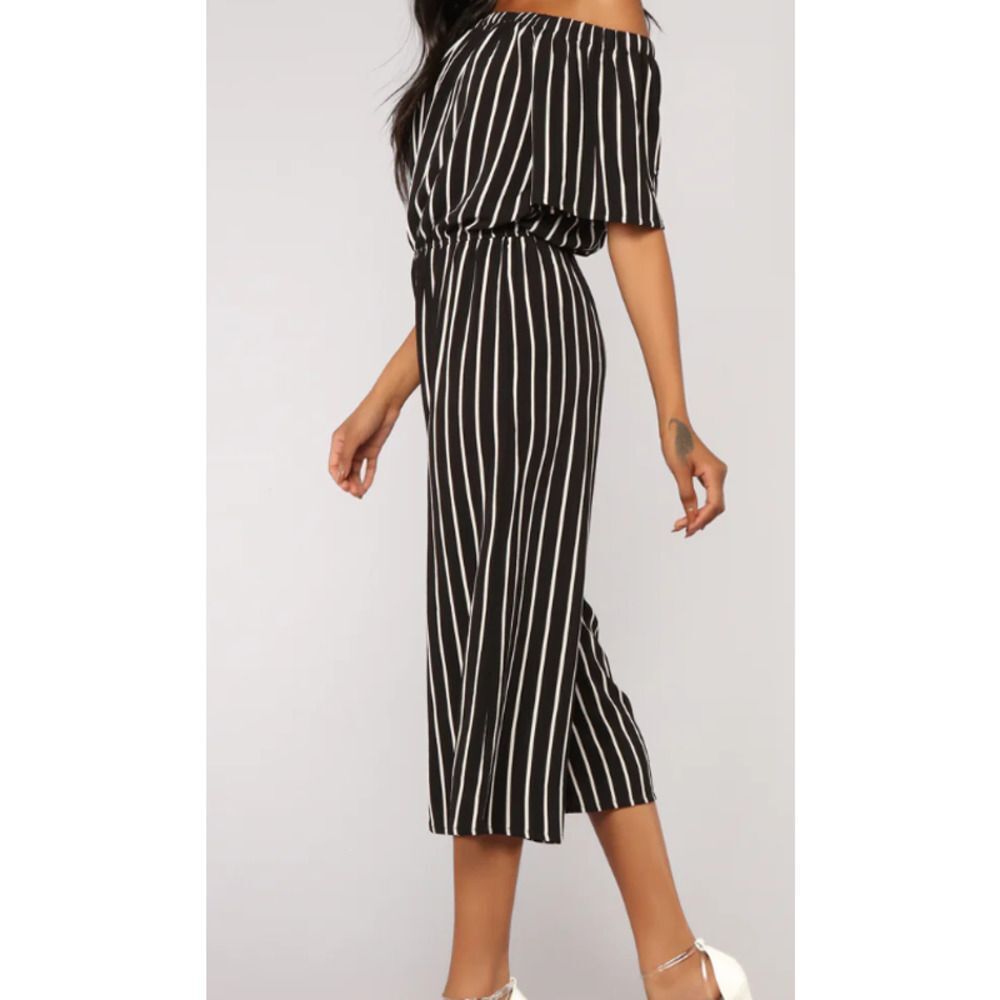 Ambiance Fashion Nova Salt Water Stripe Jumpsuit Size Large